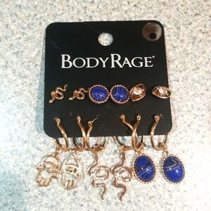 Body Rage ear ring set 6 pairs of ear rings.